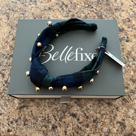 ❤️🎄Tartan & Cheer Knotted Headband with Metallic Pearls  - NEW WITH TAGS - Picture 2 of 6